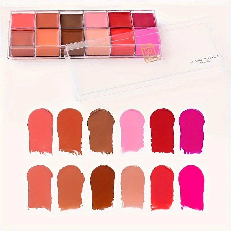 12-Color Moisturizing Lip Gloss Palette