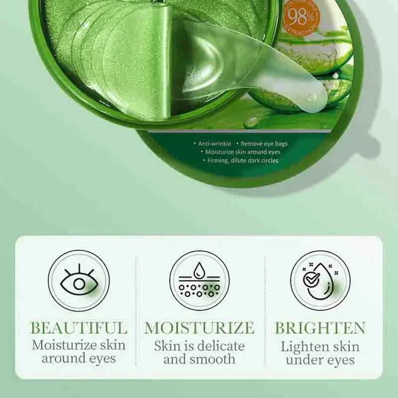 60pcs Aloe Vera Collagen Eye Masks – Anti-Dark Circle & Eye Bag Treatment Patches