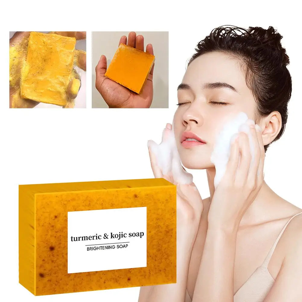 100g Turmeric Handmade Soap – Lemon Kojic Acid Facial & Body Care Bar (1/3/5pcs)