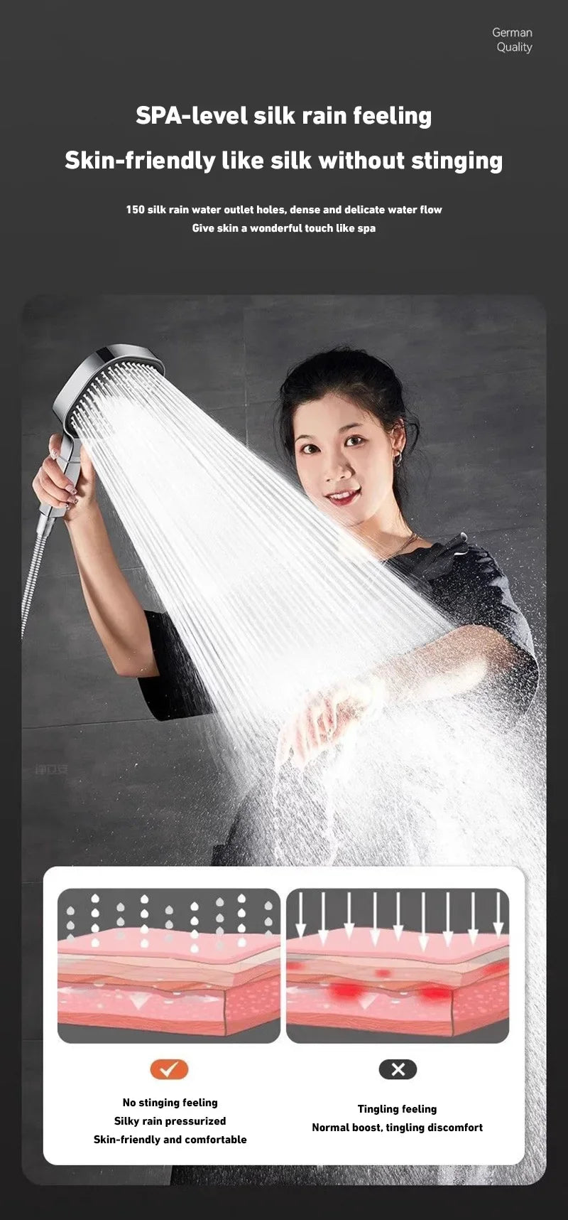 Xiaomi 13cm Large Panel Shower Head – 3 Modes Adjustable High Pressure with Filter