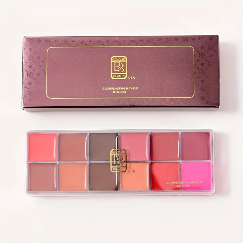 12-Color Moisturizing Lip Gloss Palette