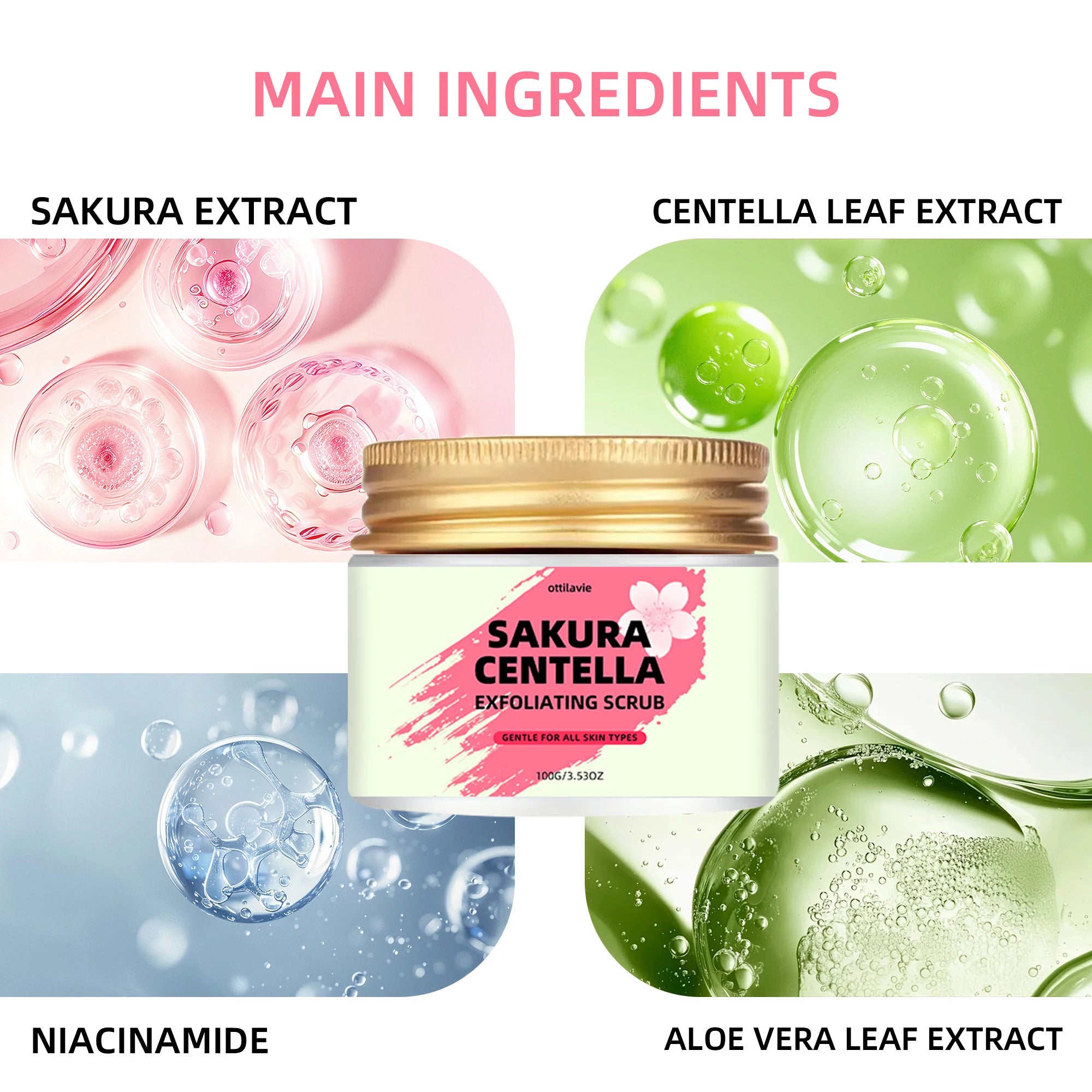 Ottilavie Sakura & Centella Scrub with Niacinamide