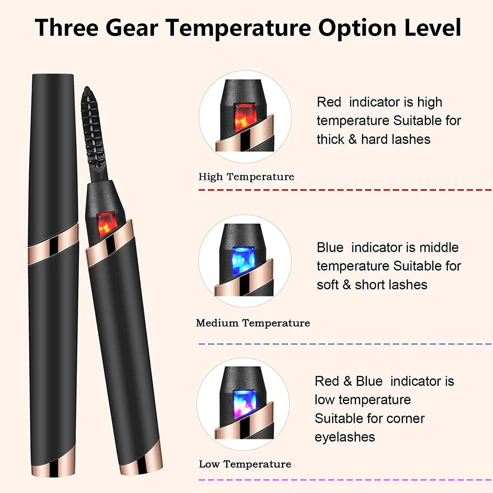 Heated Eyelash Curler – USB Rechargeable with 3 Adjustable Heating Modes