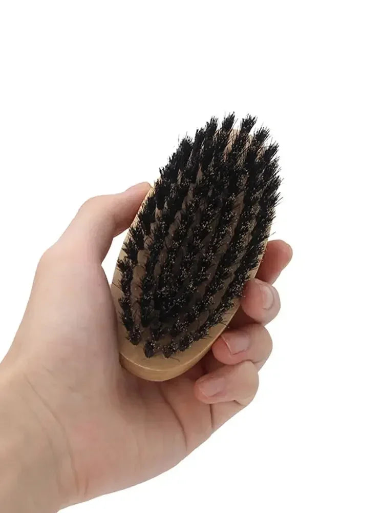 Wooden Beard & Hair Brush for Men – Natural Boar Bristle Grooming Comb
