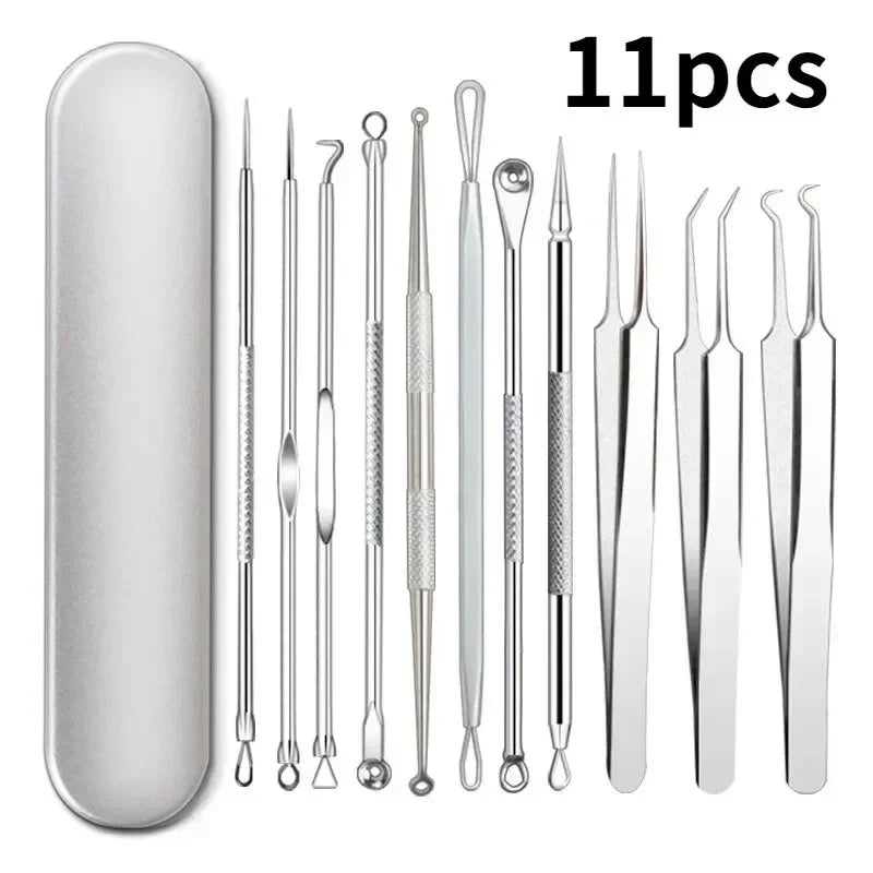 1/1/11Pcs Blackhead Remover & Acne Extractor Set – Tweezers, Needle & Facial Cleaning Tools1Pcs Acne Pimples Blackhead Remover Clip Ultra-fine Tweezers Black Dots Blackhead Extractor Acne Needle Facial Cleaner Skin