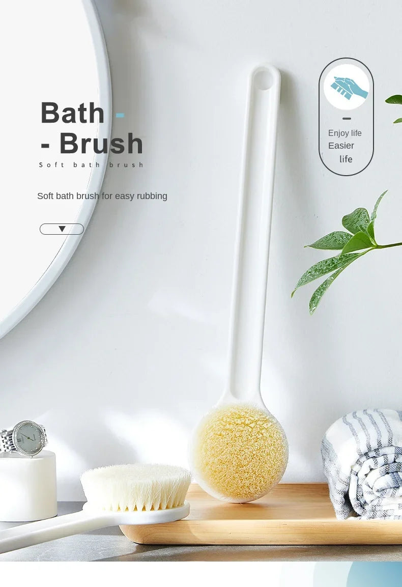 Long Handle Back Brush for Shower – Soft Bristle Body Exfoliating Bath Scrubber