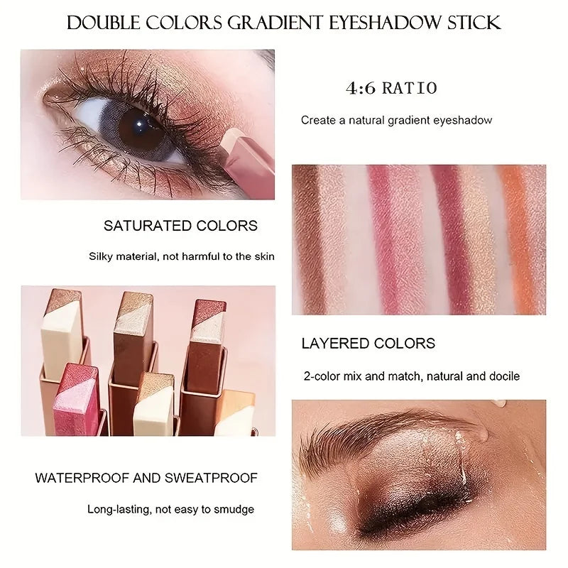 Two-Color Gradient Eyeshadow Stick – Natural 3D Eye Makeup with Long-Lasting Wear