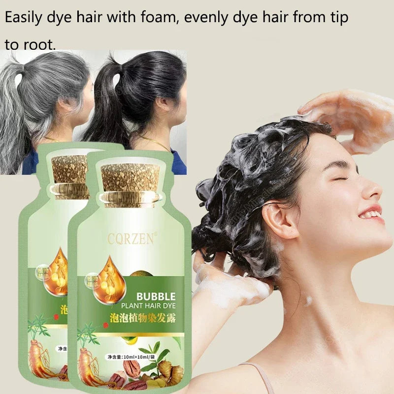 Herbal Hair Dye Shampoo – Natural Gray Coverage in 5 Minutes