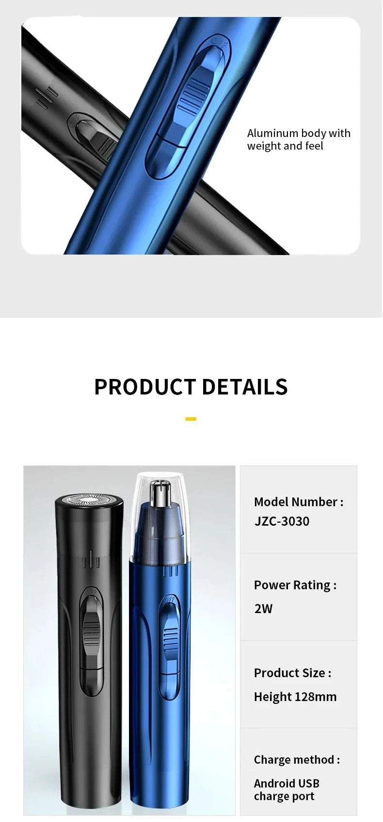 Powerful Electric Nose Hair Trimmer – High Torque Motor & Low Noise for Nose and Ear Hair Removal