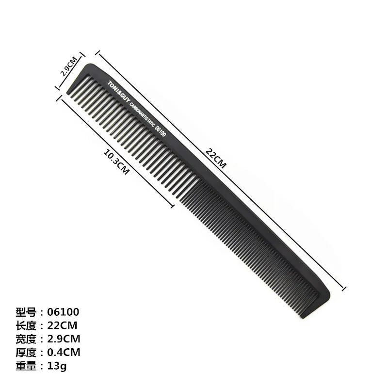 Black Ultra-Thin Hairdressing Comb – Flat Hair Cutting Comb for Men, 6 Styles for Professional Barber Use