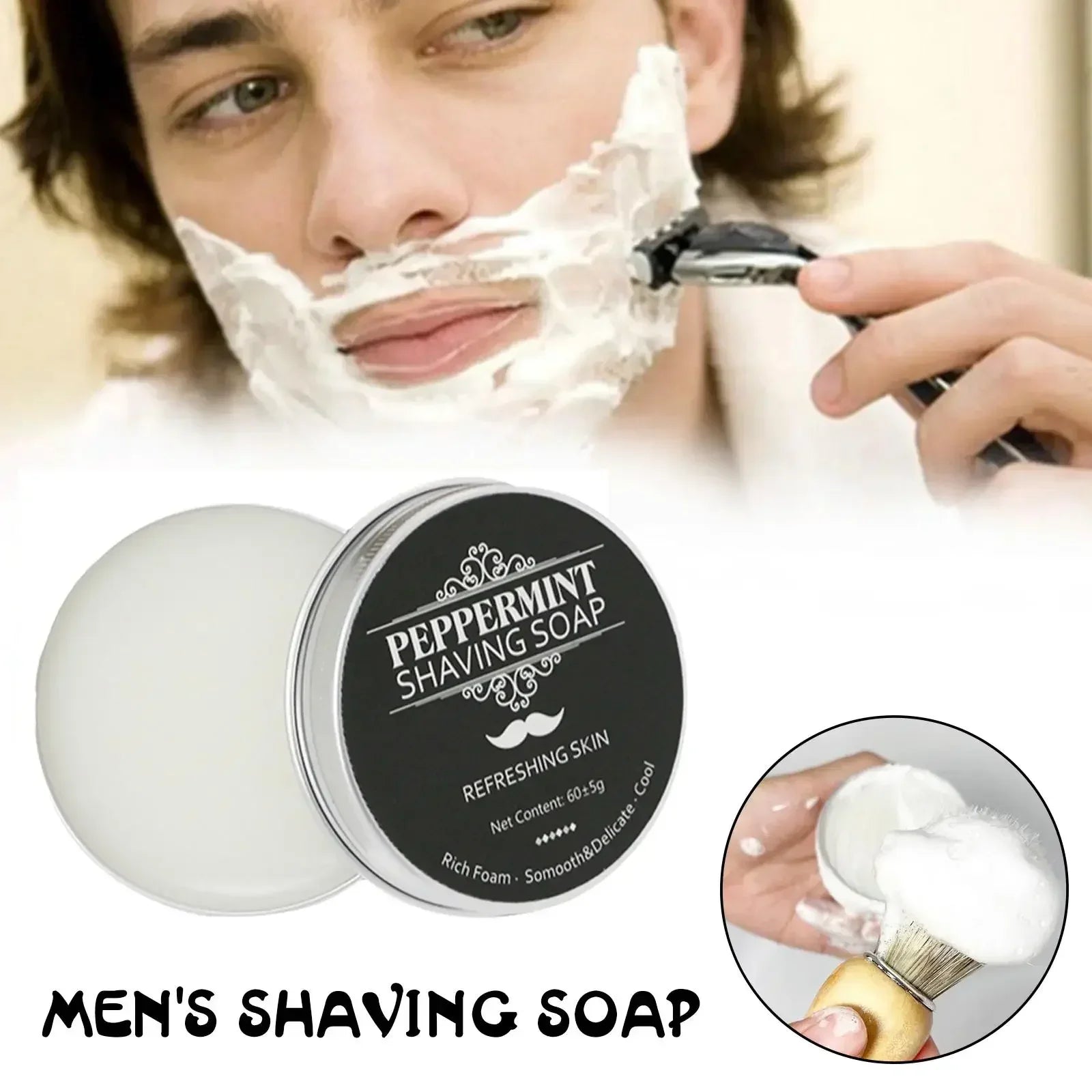 60g Handmade Organic Beard Shaving Soap