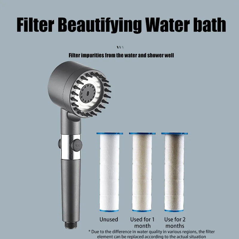 4 Modes Shower Filter Head – High Pressure Massage Handheld Showerhead for Bathroom