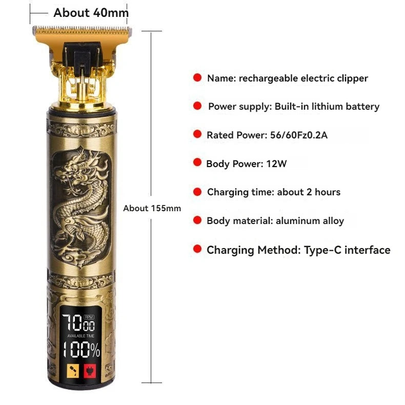 Professional 3-Speed Beard Trimmer with LED Display