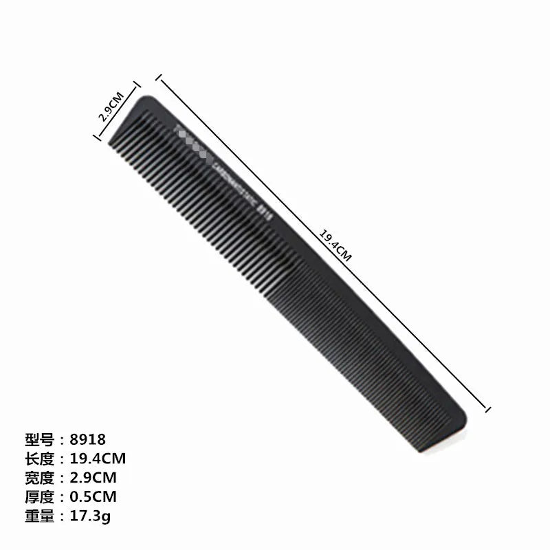 Black Ultra-Thin Hairdressing Comb – Flat Hair Cutting Comb for Men, 6 Styles for Professional Barber Use