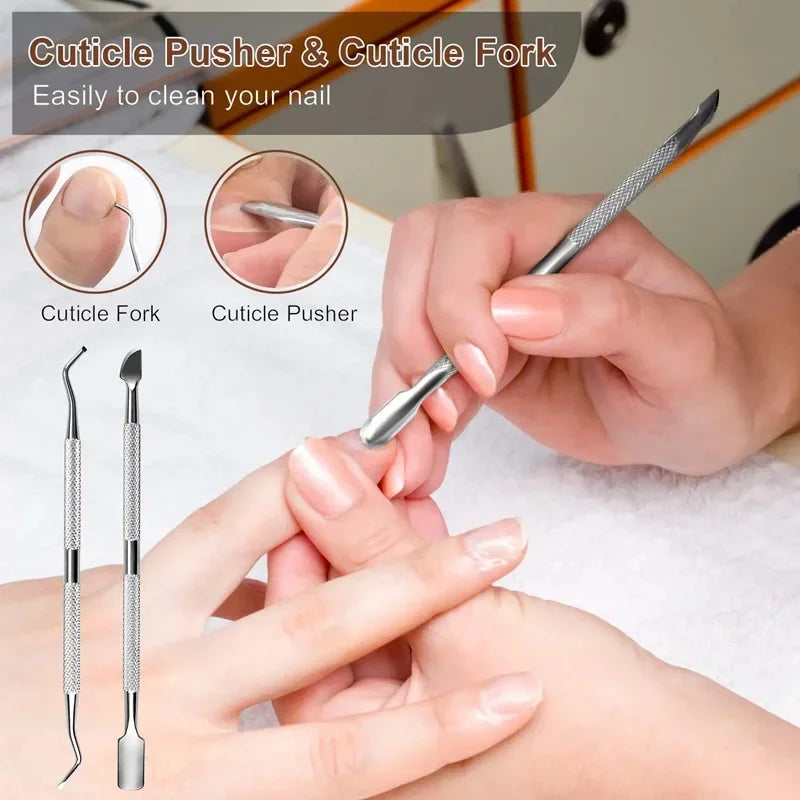 27PCS Pedicure and Manicure Kit – Stainless Steel Foot Care Tools for Callus & Dead Skin Remov